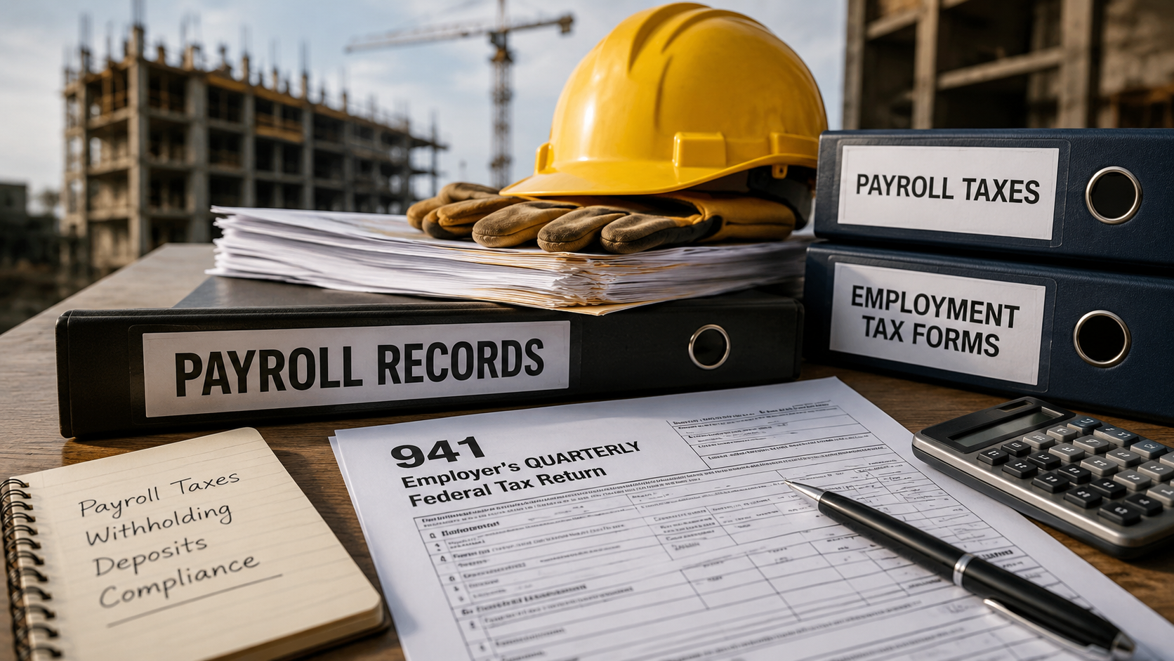 Payroll tax records and employment tax forms related to a Florida off-the-books payroll case.